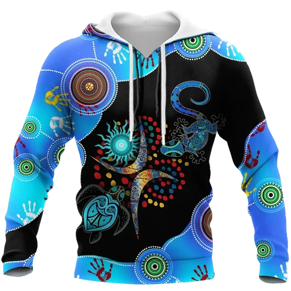 

HX Aboriginal Lizard Dreamtime Hoodies Blue Turtle Lizard 3D Print Vest T-shirts Sweatshirts Coats Casual Sportwear Men Clothing