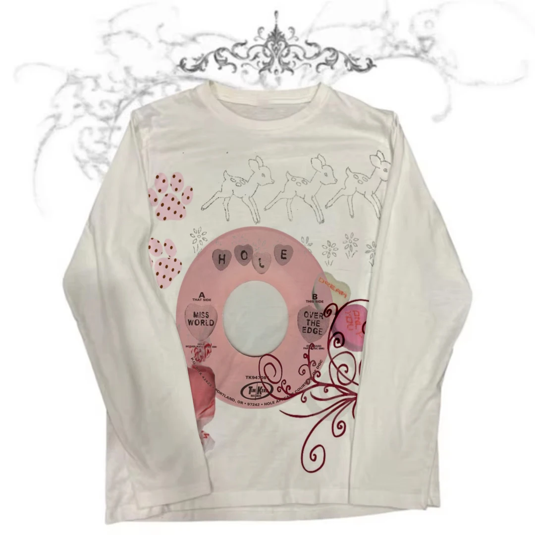 

Винтажная одежда 90-х годов для женщин, аниме-девушка, готическая женская одежда, футболки с графическим рисунком, топы Y2k для девочек, весна 2025, женщина Kpop Goth