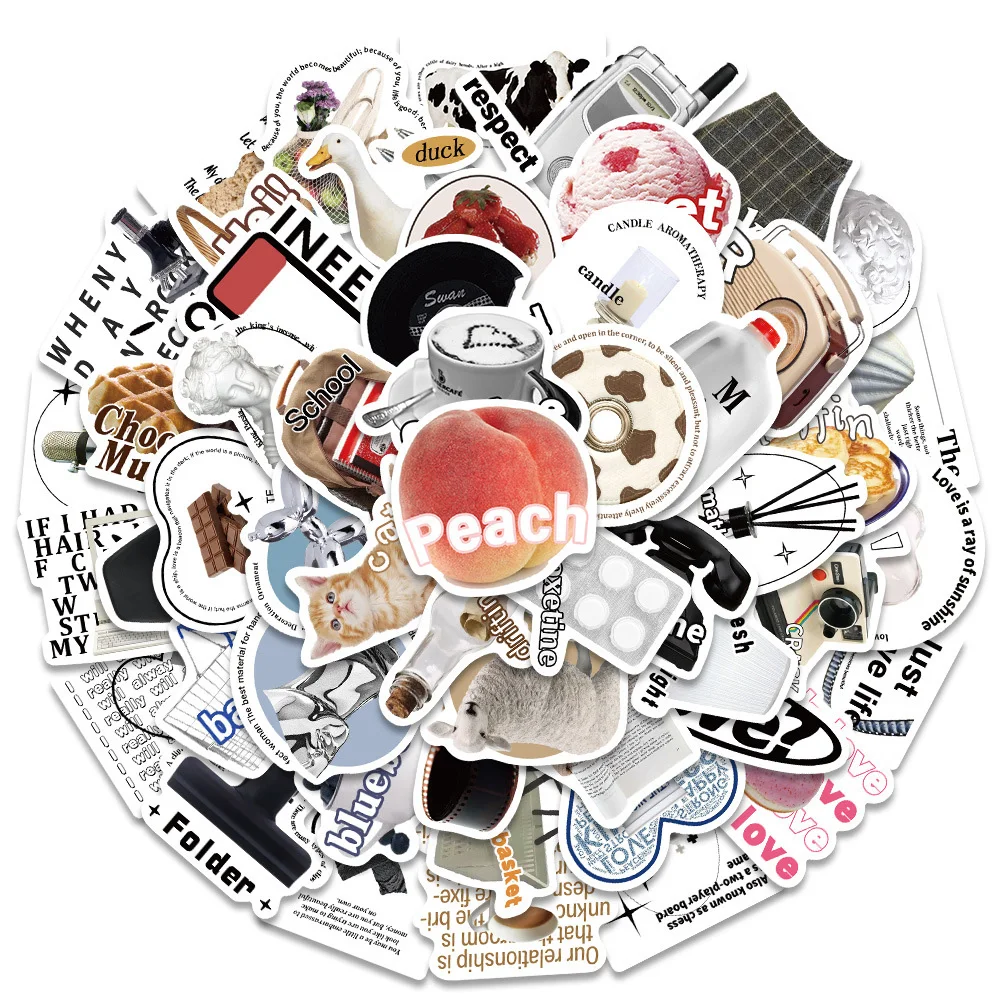 

10/30/55pcs Cute Ins Simple Style Aesthetic Stickers Cartoon Creative Graffiti Decals Notebook Suitcase Phone Waterproof Sticker