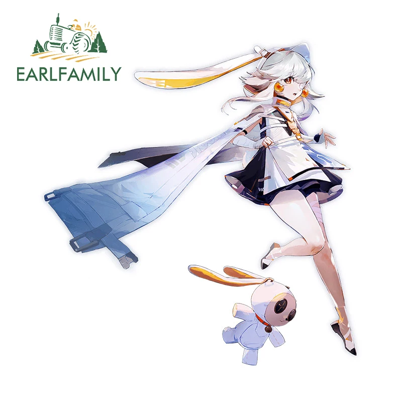 EARLFAMILY 13cm x 12.8cm for Tower of Fantasy Car Sticker Sunscreen Anime Decal Creative Car Accessories Windshield Windows