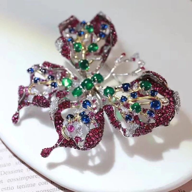 

Butterfly Brooch Luxury Jewelry For Women Fine Style Female Gift Elegant 925Sterling Silver With Cubic Zircon Free Shipping