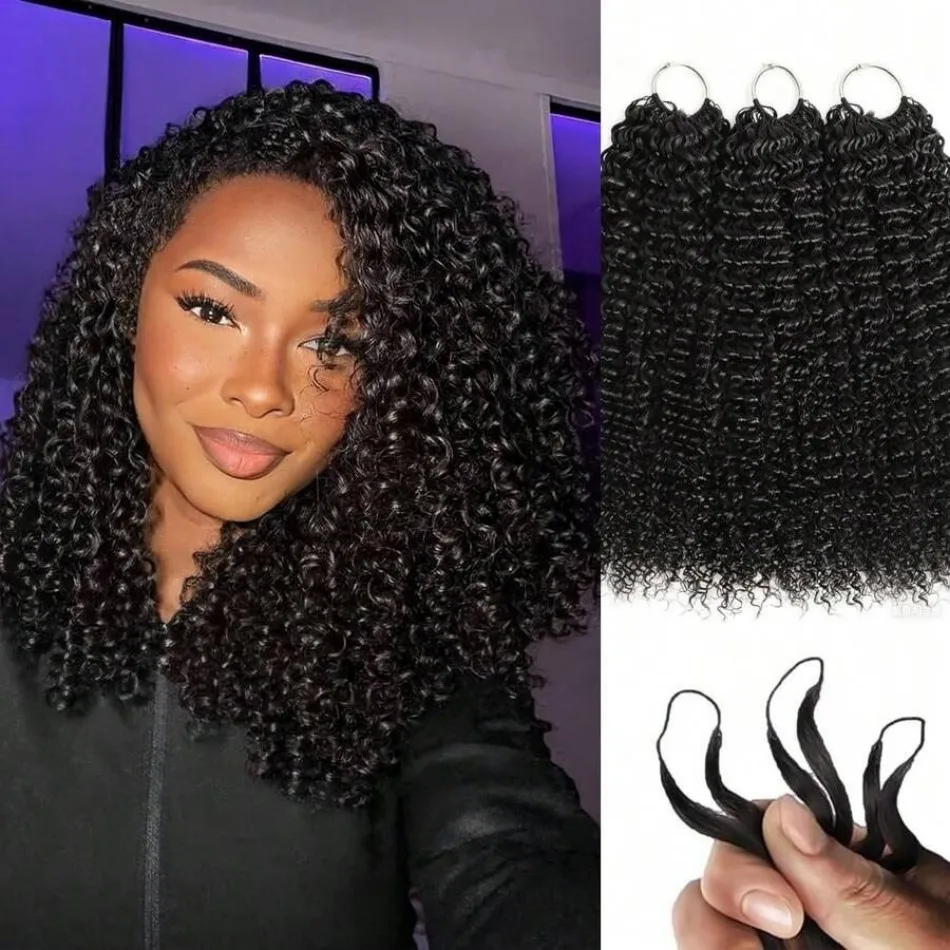 Kinky Burmese Curly Crochet Human Hair Knotless Pre-Separated Crochet Feather Hair Extensions Curly Bundles Braiding Boho Braids