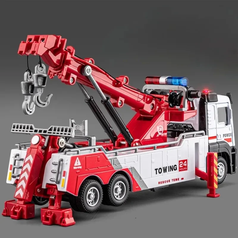 

Double Hook Obstacle Clearing Car Garbage Truck Model Toys Metal Diecast Pull Back Engineering Vehicle Models Boys Gifts