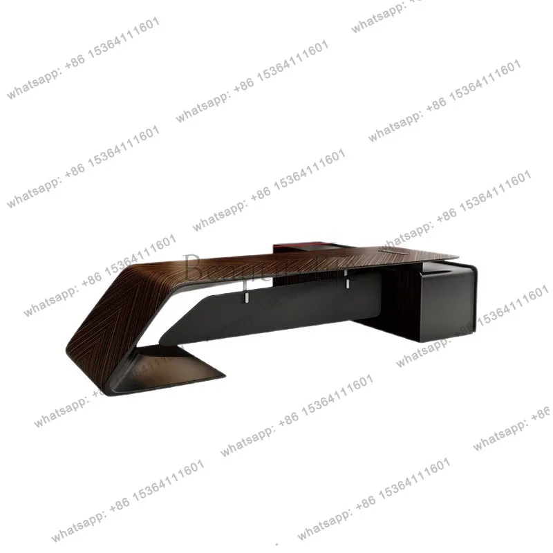 Solid wood leather boss president table simple modern atmosphere baking paint big class table