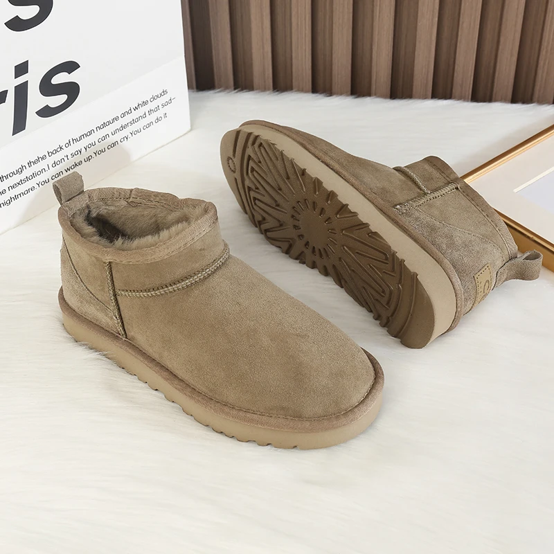 CE 2026 Winter Warm Boots - Women's Snow Boots, Men's Short Boots, Sheepskin and Wool Cut, Low Warm Leather Shoes regalo mujer
