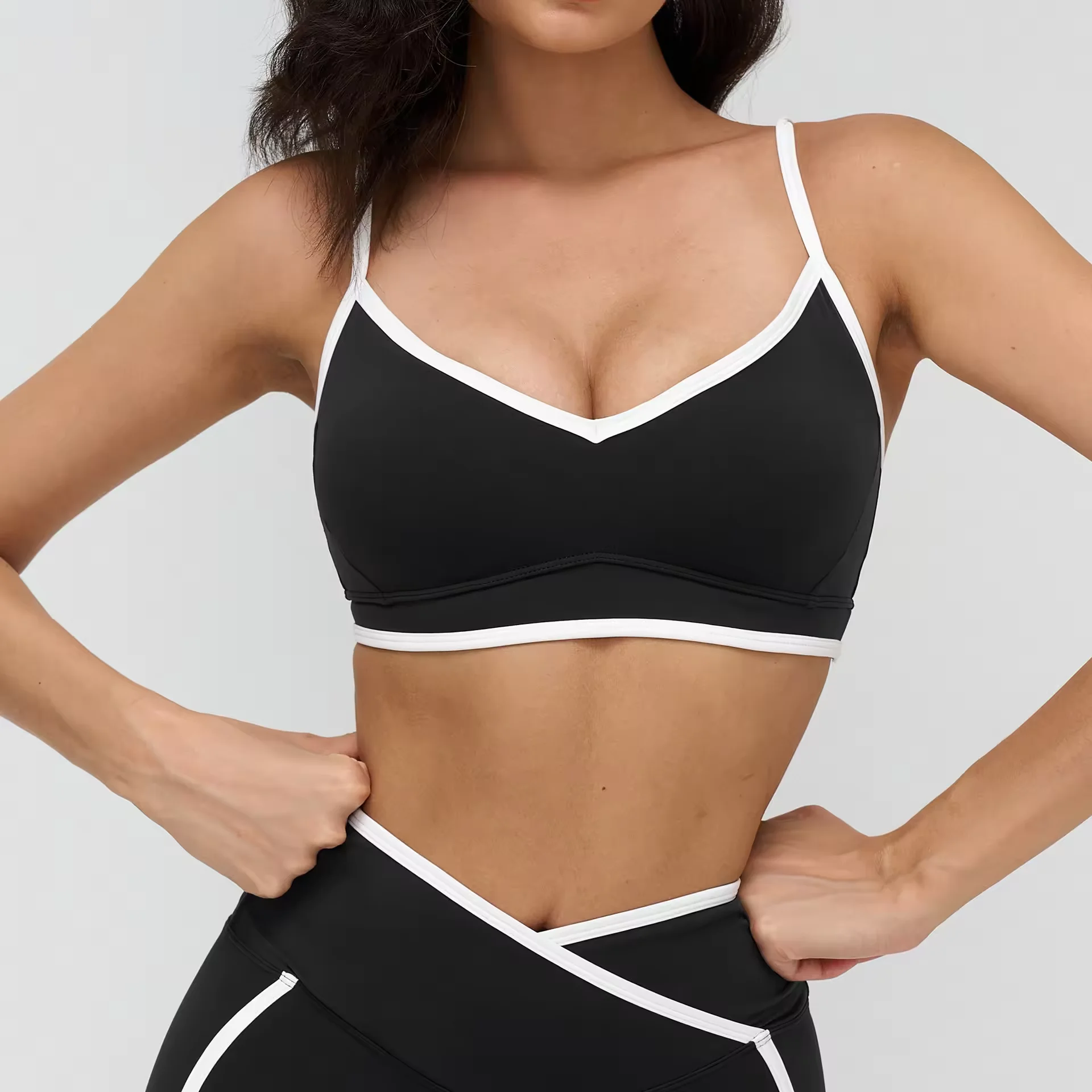 Women's High Support Double Strap Sports Bra-Breathable Sweat-Wicking Four-Way Stretch Fabric for Yoga & Running Fitness