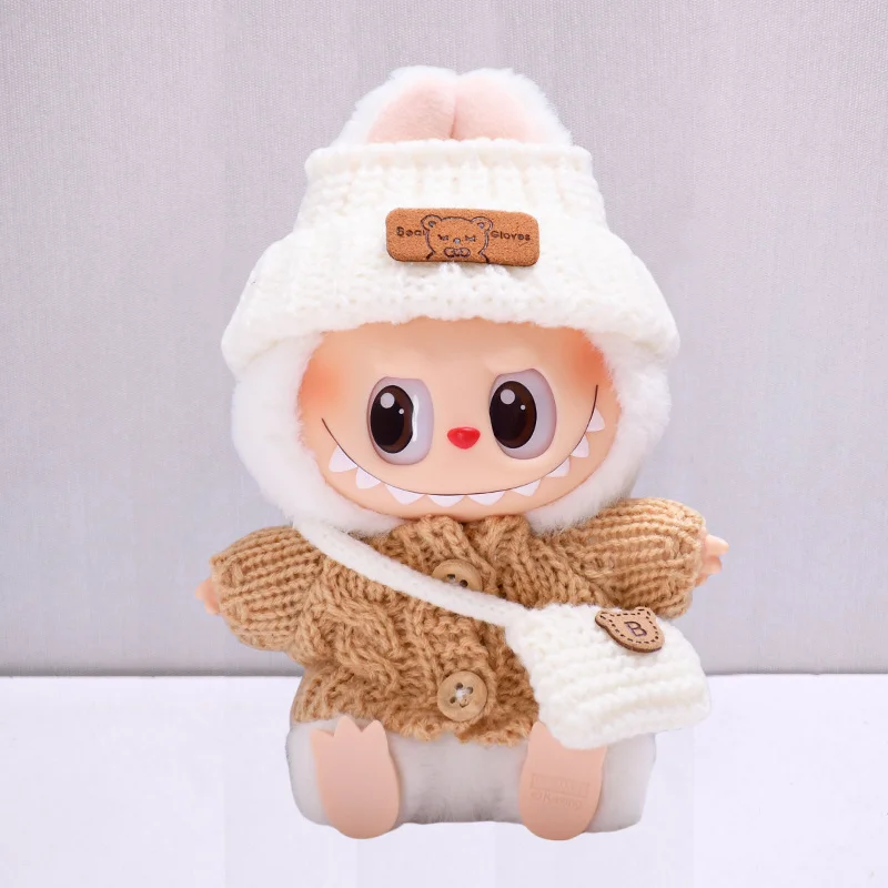 

For 15-17 Cm Labbubu Clothes Original Labubu Toy Luxury Doll New Sitting Party Bear Label Scarf Hat Bag Dolls Accessories Cute