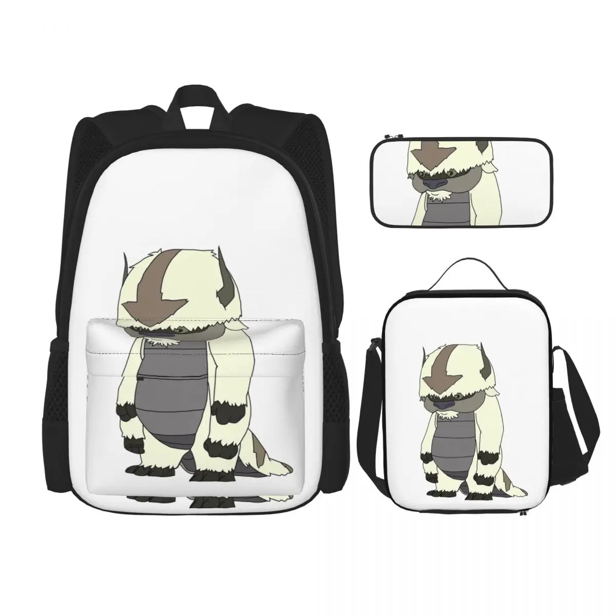 Standing Appa Avatar The Last Airbender Backpacks Boys Girls Bookbag School Bags Rucksack Lunch Bag Pen Bag Three-Piece Set