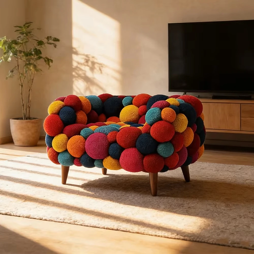 Molecular Club Chair Aesthetic Round Spinning Lazy Sofa Nordic Whimsical Sitting Furniture Hotel Lobby Reception