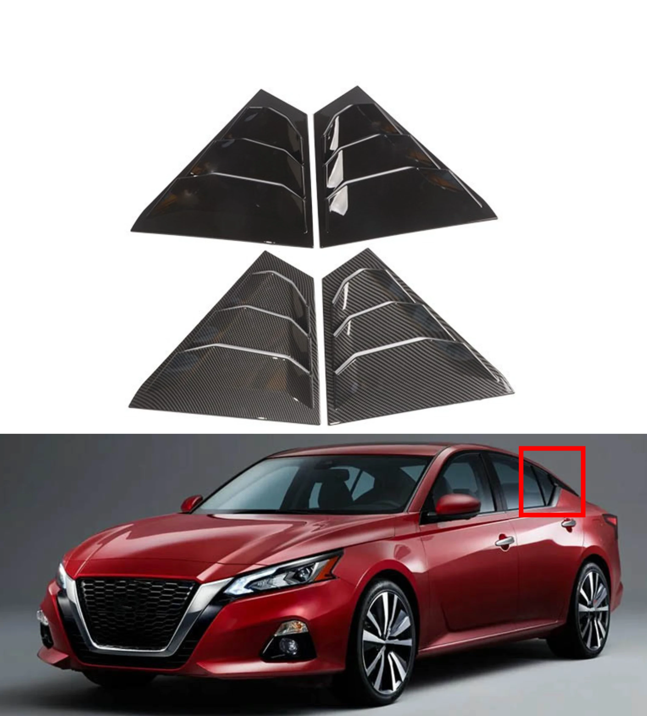 

For Nissan Altima / Teana 2019 2020 20212023 Car Rear Louver Window Side Shutter Cover Trim Sticker Vent Scoop ABS Carbon Fiber