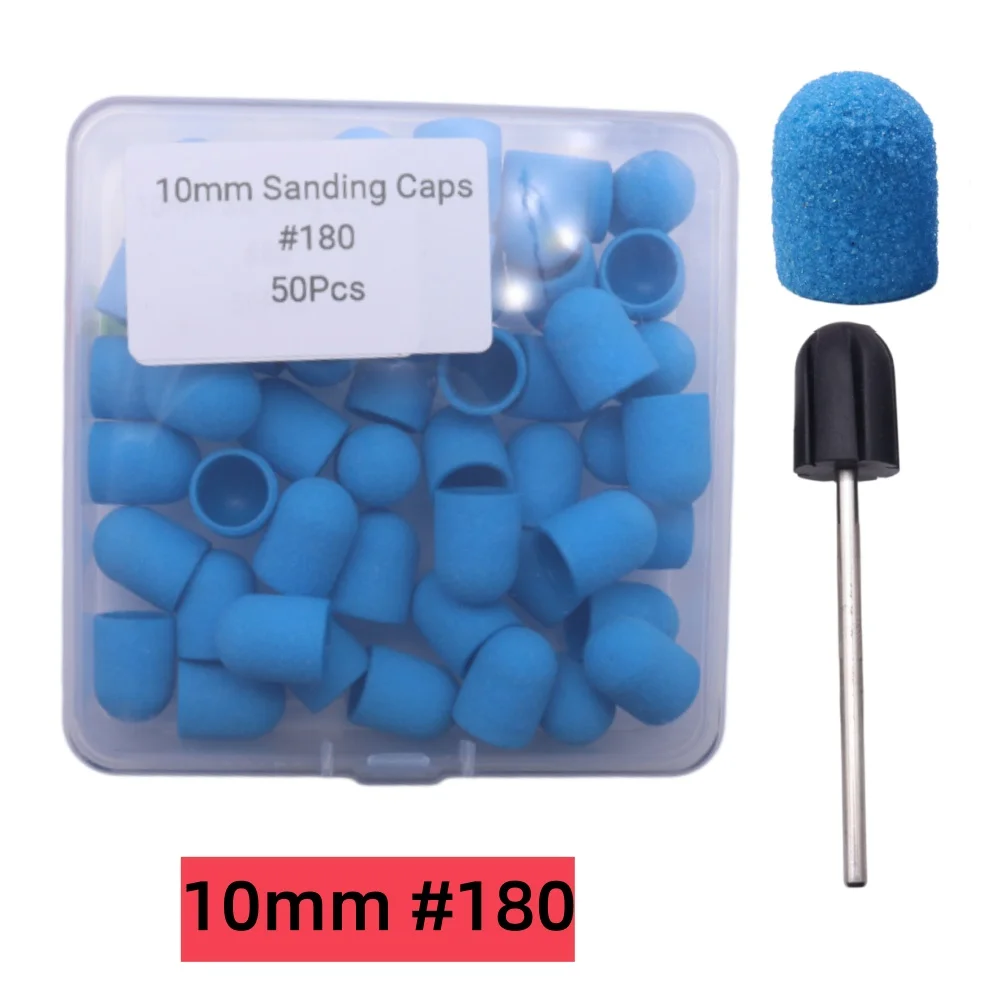 50 Stück Schleifkappen mit Dorn – Nagelbohrer-Hülsen-Set für Maniküre, Pediküre und Hornhaut