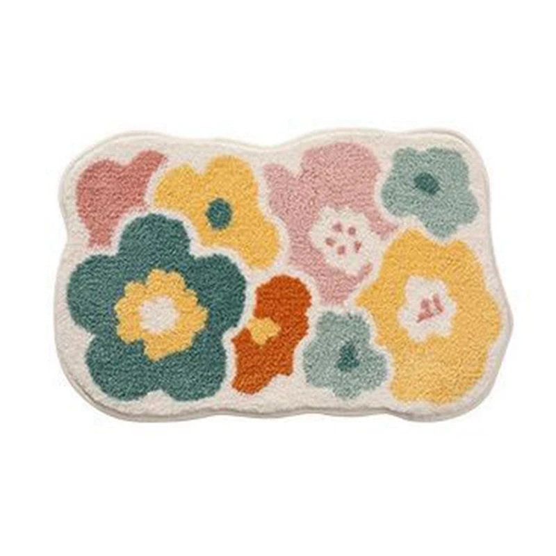 Cute Flower Bathroom Rug, Machine Washable Bathroom Floor Mat, Extra Soft Absorbent Non-Slip Bath Rug Easy To Use ,50X80cm