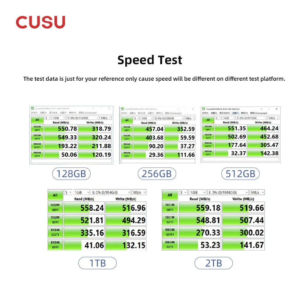 CUSU SSD 1 To 512 Go 256 Go 128 Go SATA3 Disque dur 2 To SSD SATA Disque SSD pour ordinateur portable de bureau