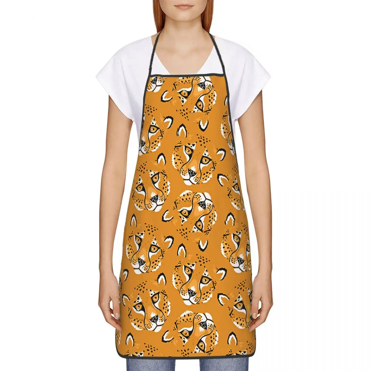 Unisex Cheetah Portrait Bib Apron Adult Women Men Chef Tablier Cuisine for Cooking Kitchen Painting