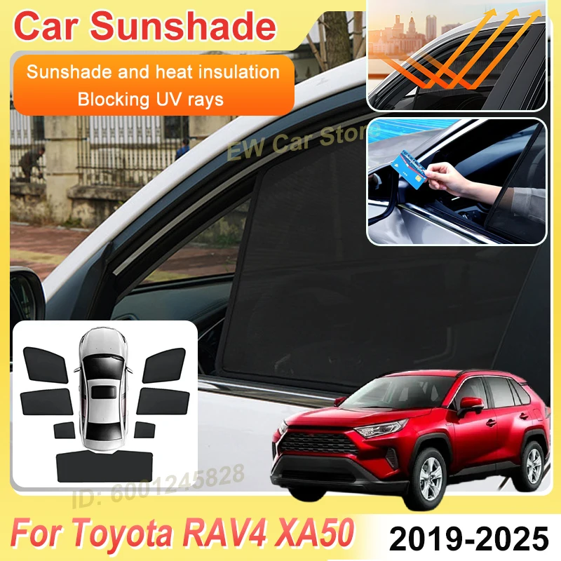 

Car Mesh Sunshade For Toyota RAV4 MK5 Body Kit 2019~2025 Accessories Sunscreens Window Windshield Magnetic Sun Shade Visor Parts