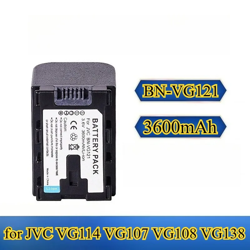 بطارية 3600 مللي أمبير BN-VG121 مناسبة لبطارية الكاميرا JVC BN-VG114 VG107 VG108 VG138 مع عمر بطارية طويل جدًا