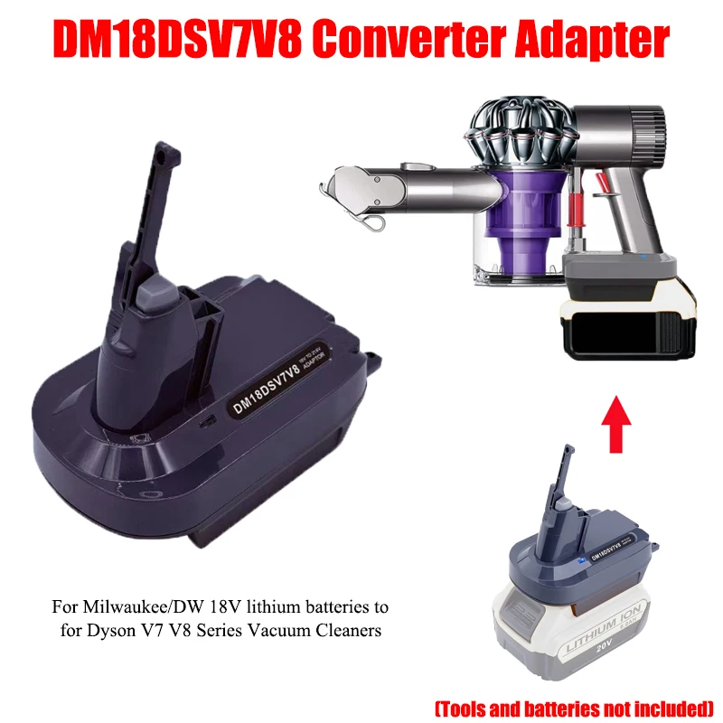 

DM18DSV7V8 MT18DSV7V8 Adapter for Dyson V7 V8 Tools for Makita/Milwaukee 18V Batteries To for Dyson V7 V8 Series Vacuum Cleaners
