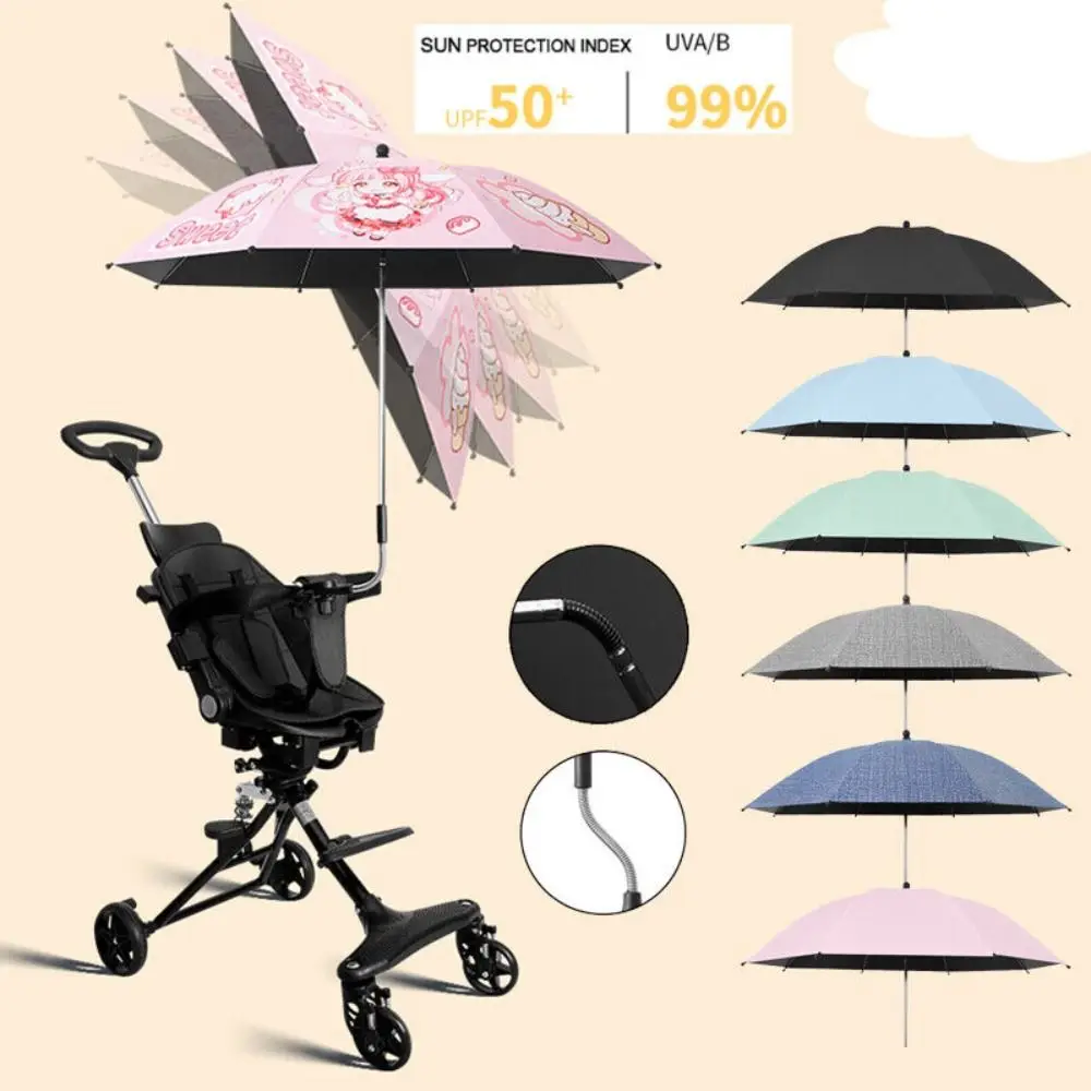 360 Degrees UV Sun Rain Protection  Stroller Folding Umbrella Sun Shade Canopy  Parasol Pram Umbrella