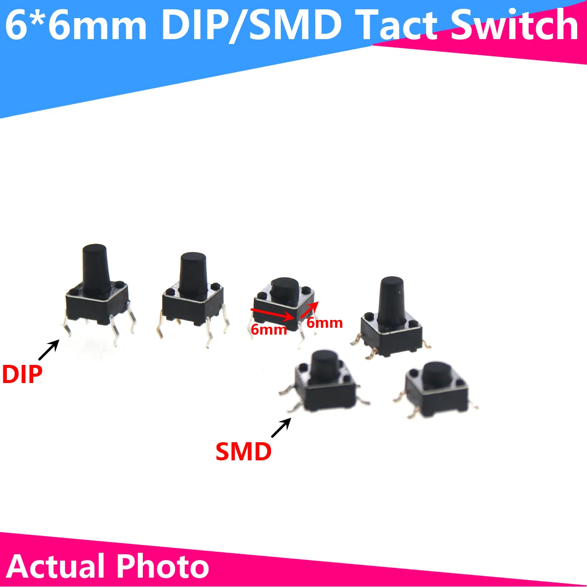 100PCS/Lot Push Button Switch DIP/SMD 6*6MM 6*6 Light Touch H= 12mm/13mm/14mm/15mm/16mm