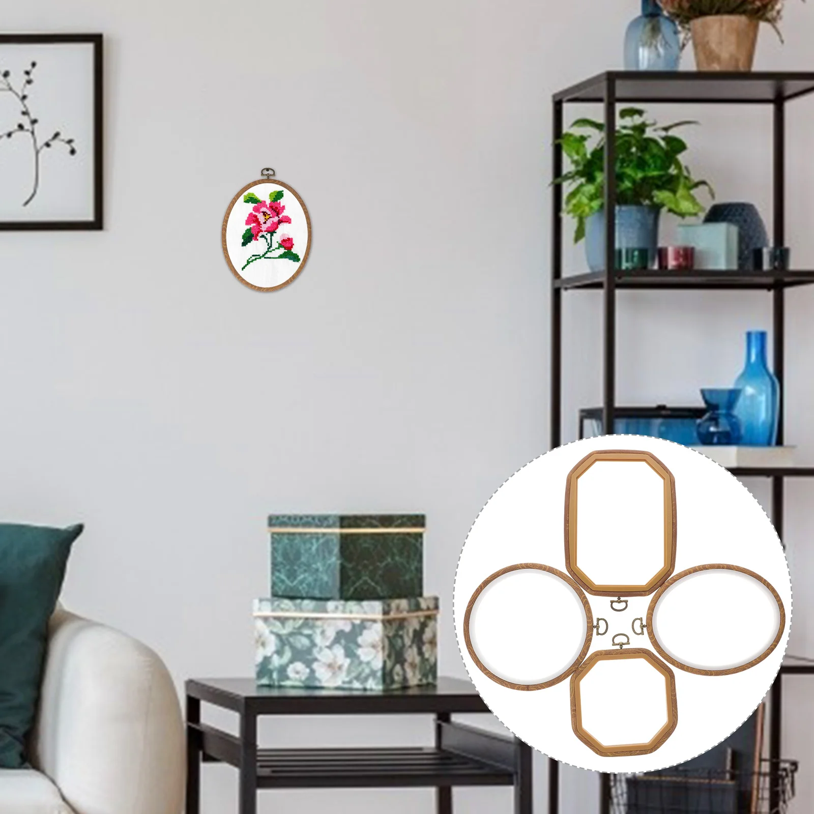 

4pcs Cross Stitch Hoops Plastic Embroidery Frame Strong Sturdy Craft Sewing Rings For Diy Wall Decor Wedding Ornament Supply