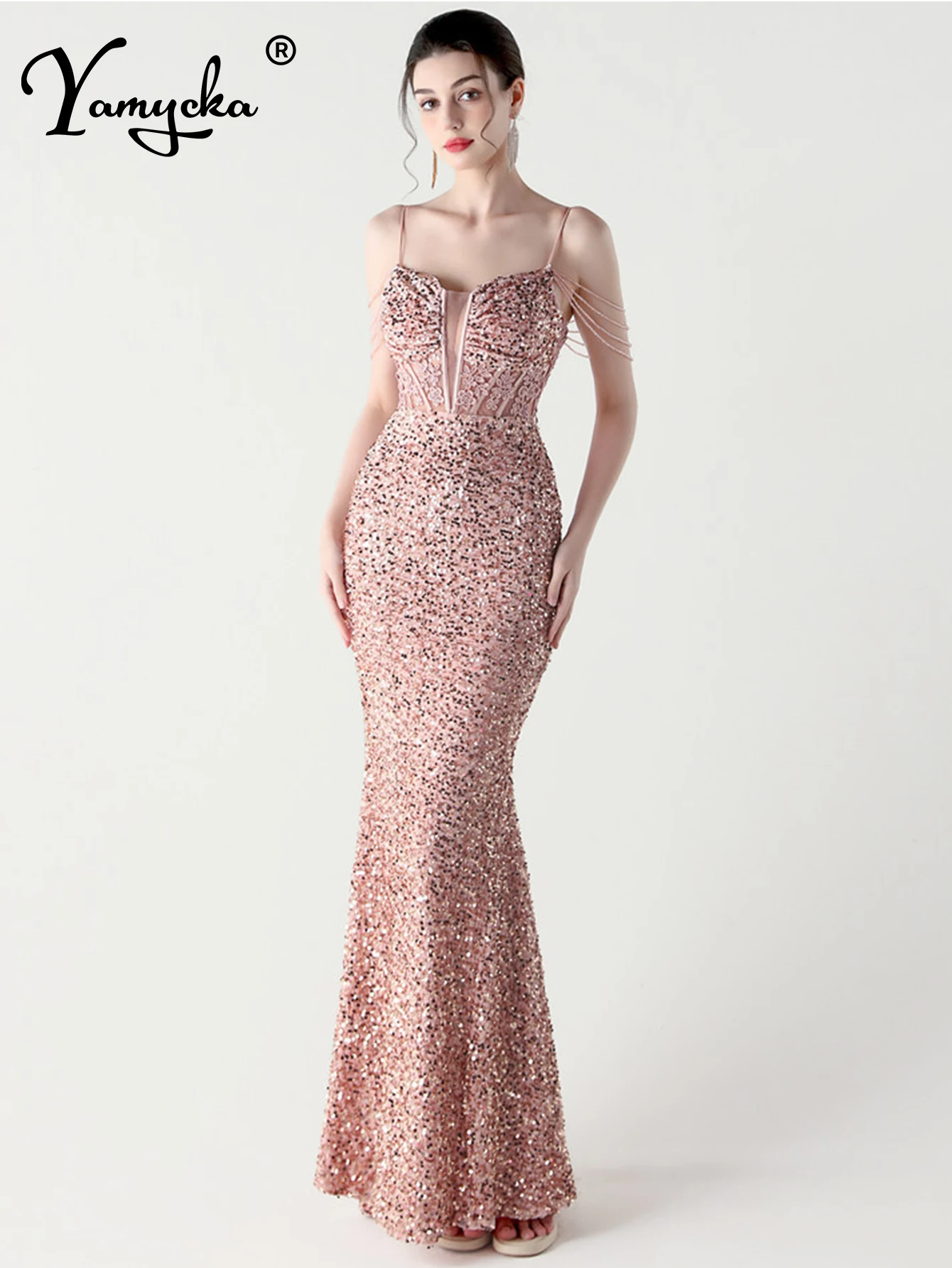 Vestido largo sexi de verano con lentejuelas y espalda descubierta para mujer, vestidos largos elegantes para fiesta de boda, vestidos de noche de graduación de lujo para mujer