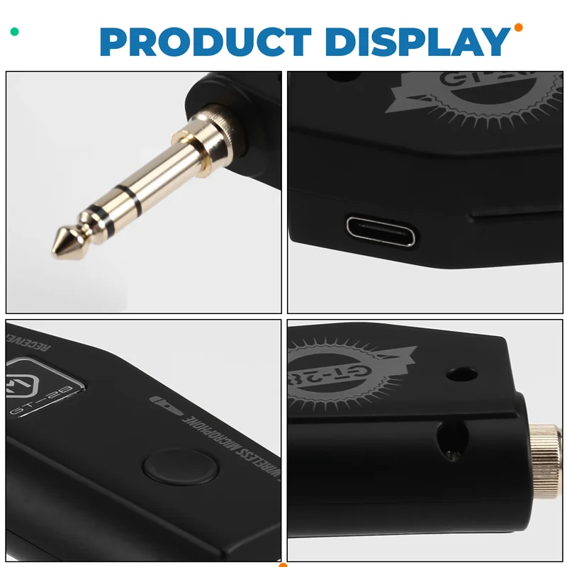 ABUE-Wireless Dynamic Microphone Receiver Portable Soundhole Pickup 6.5 3.5 Thread Adapter GT28