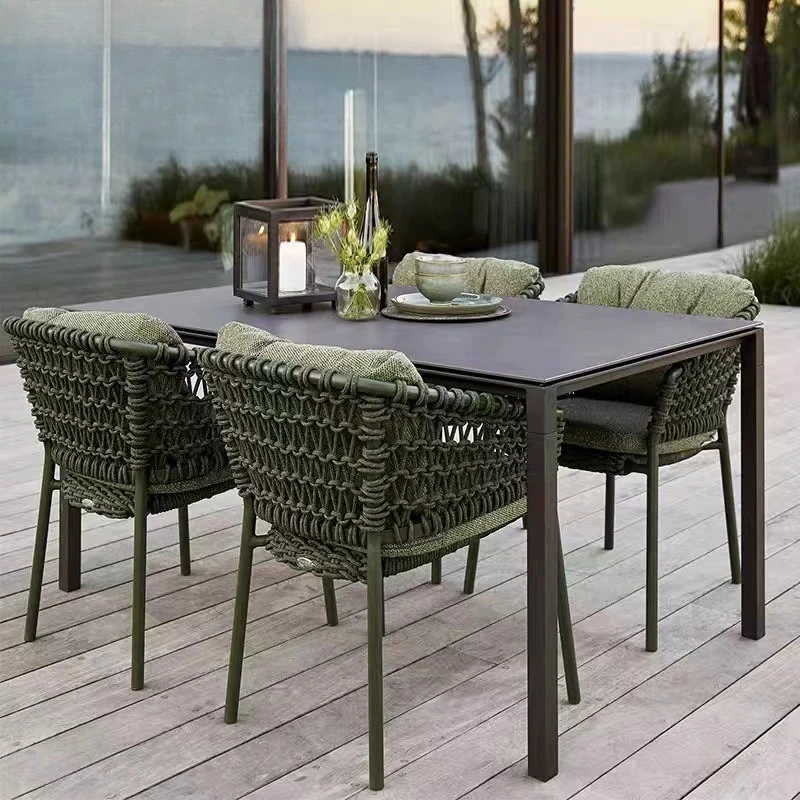 Villa courtyard garden tables and chairs outdoor rain and sun protection rattan tea table and chairs hotel bed and breakfast bal
