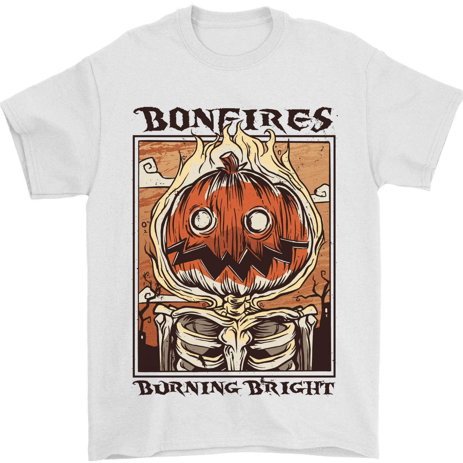 Bonfires Burning Halloween Guy Fawkes Night Mens T-Shirt 100% Cotton