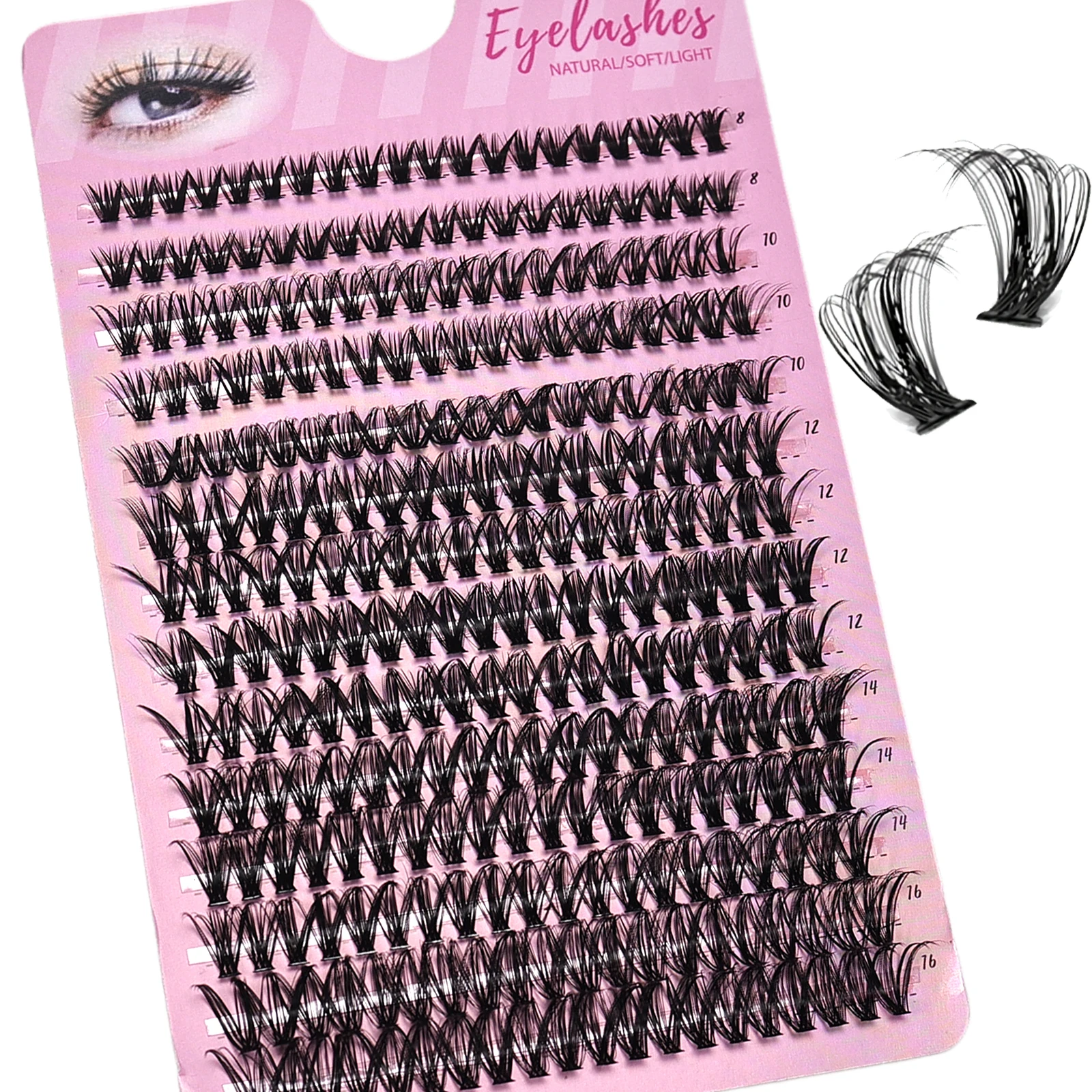 280 Clusters 40D Cluster Lashes Extension Mix 8-16mm Natural Thick Individual DIY Eyelash Clusters Reusable