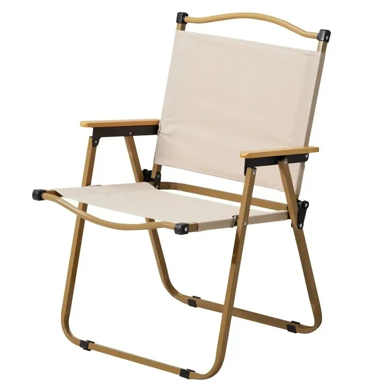 عبوتان من كراسي التخييم الكاكي بإطار فولاذي ومساند للذراعين الخشبية