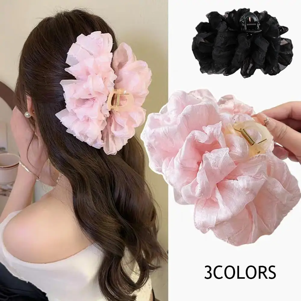 

Multi-layer Bubble Butterfly Grab Clip Elegant Hair Accessories Chiffon Flower Bow Hair Claw Fluffy Large-Sized Hair Clip