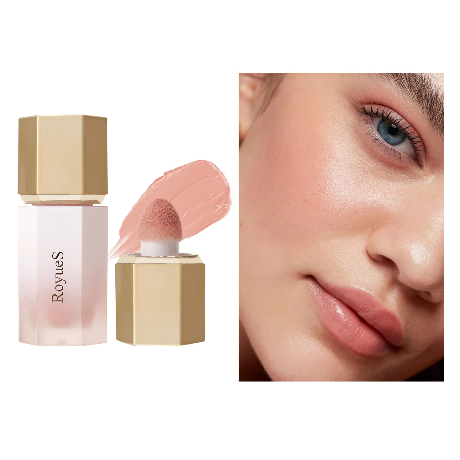 Liquid blush moisturizing hydration soft focus whitening blush translucent easy to color nude makeup natural makeup sponge brush