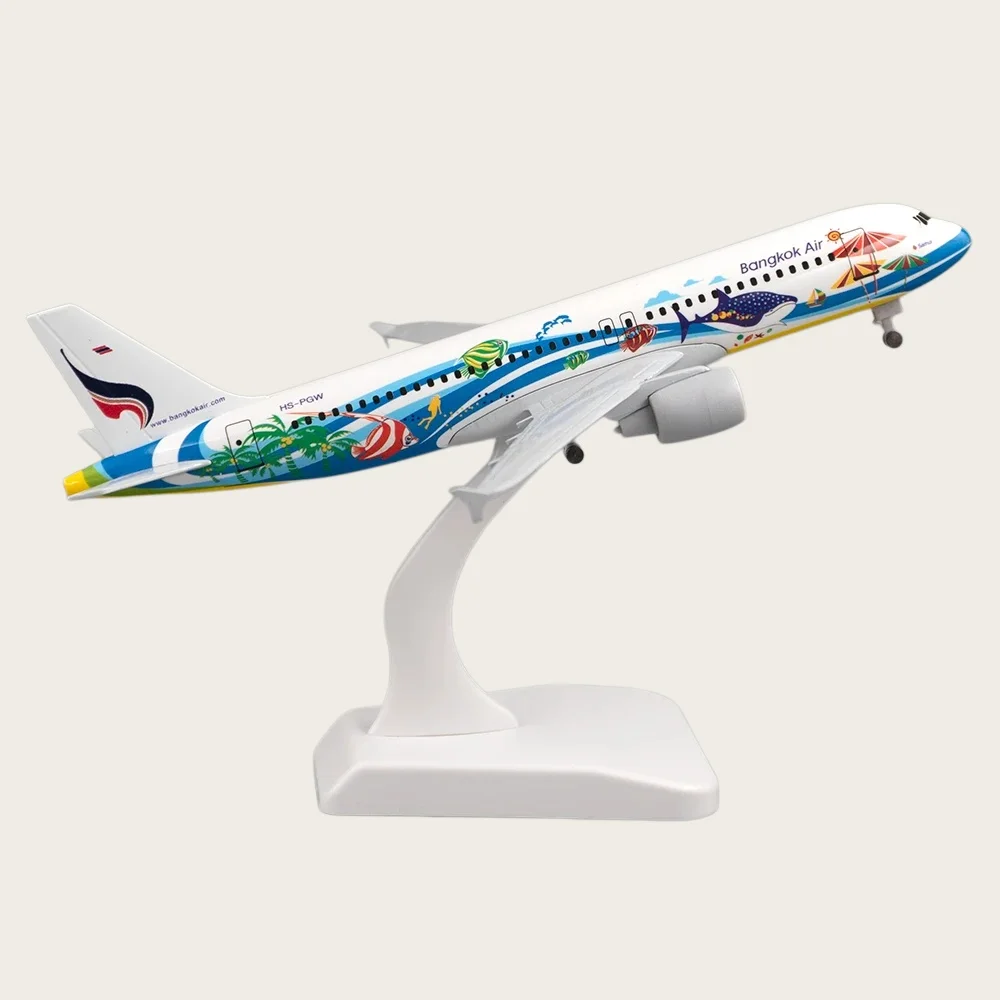 A320 Bangkok Airways Model Plane 20 cm Die-Cast Alloy Metal Aircraft with Landing Gear and Stand Aviation Collectible