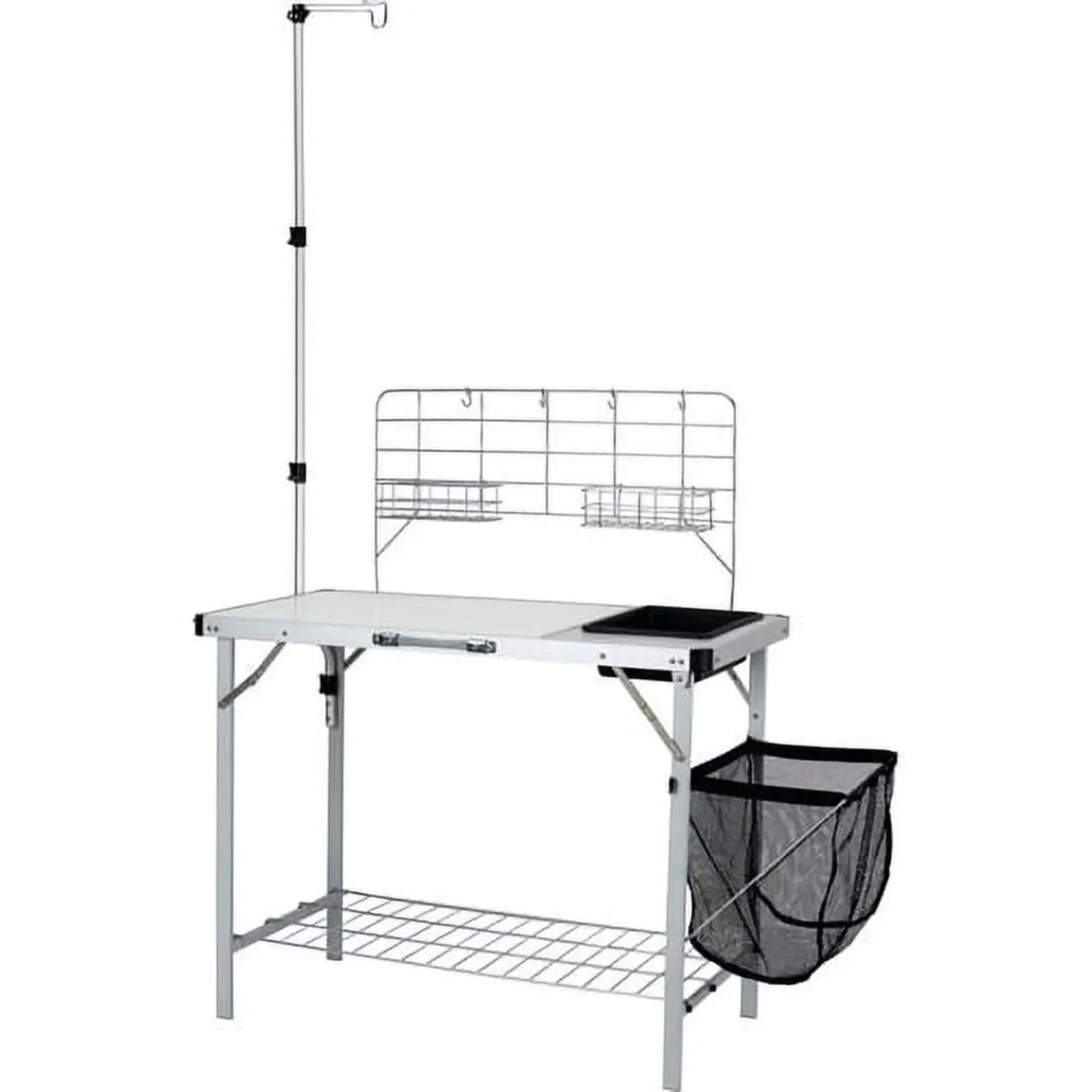 Camping Table, Silver, 39 L in x 19.7 W in x 76 H in, Steel