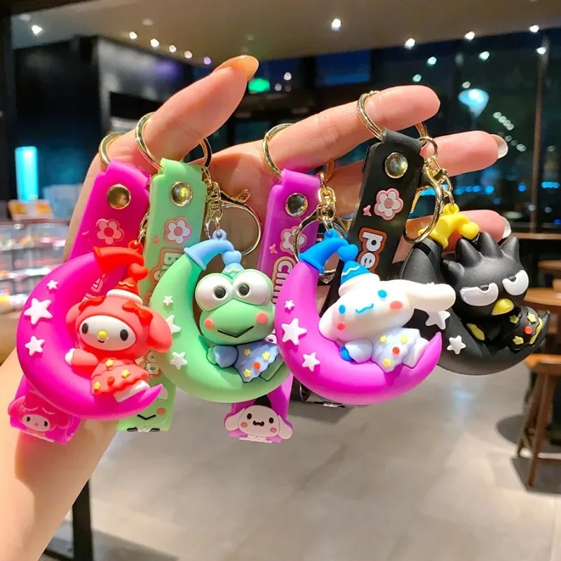 Anime cartoon Sanrio Moon serie portachiavi ciondolo carino bambola 3D studente zainetto ciondolo portachiavi coppia portachiavi auto