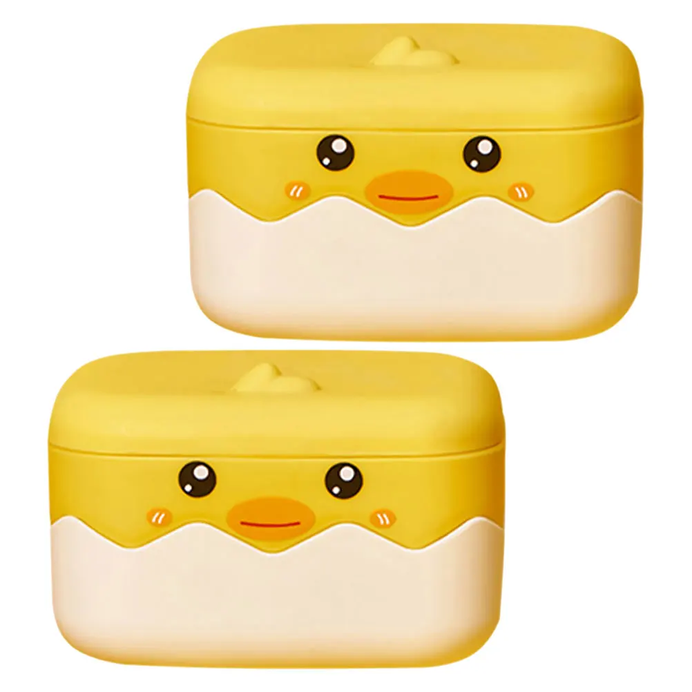 

2Pcs Self Draining Soap Dish Portable Yellow Bathroom Sink Organizer Travel Size Saver Box Plastic