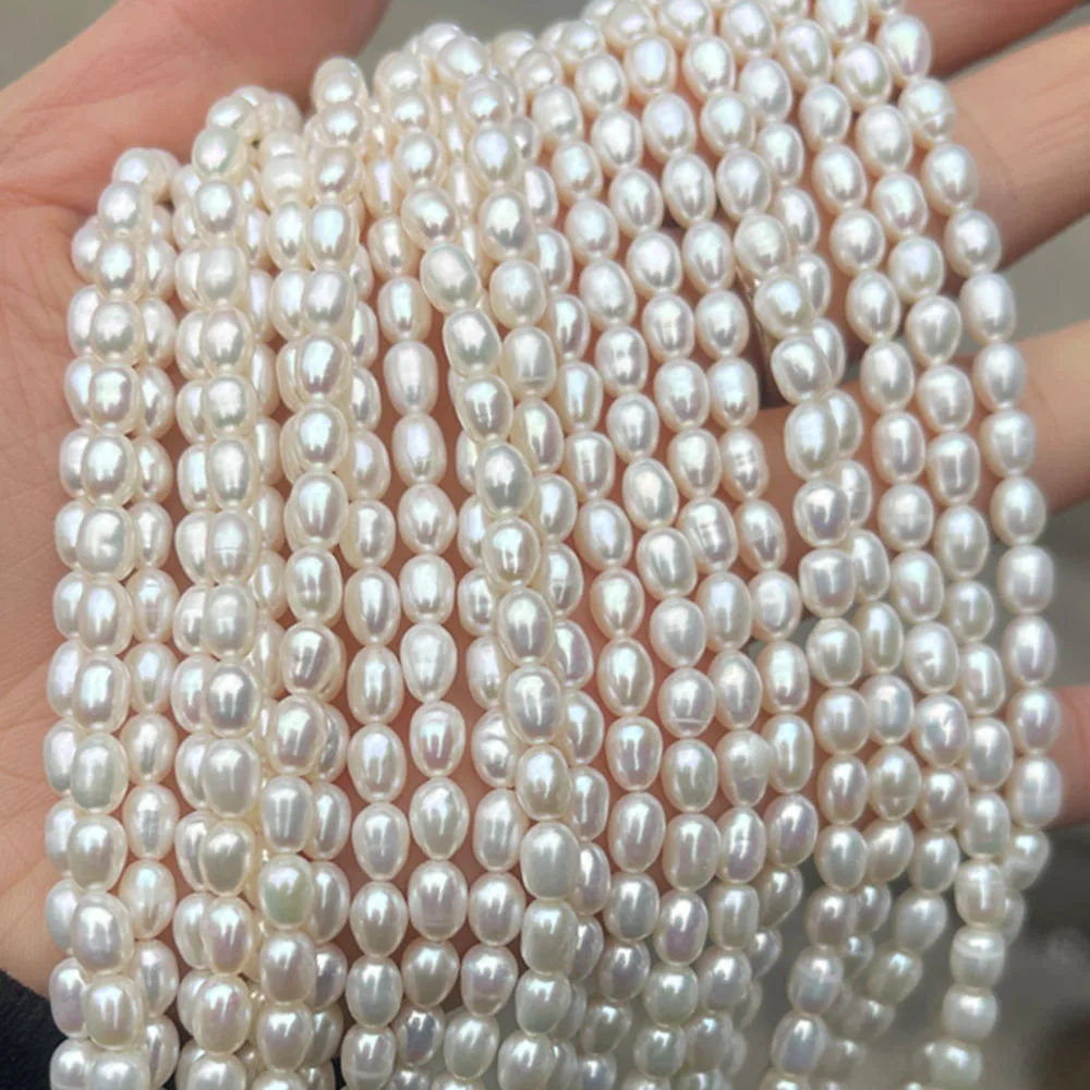 4-5mm High Quality AAA Natural Freshwater Pearl High-gloss Rice-shaped Beads for Jewelry Making DIY Necklace Bracelet Accessory