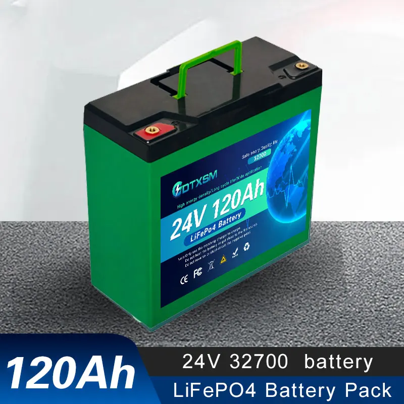 Baterai 100AH LiFePO4 32700 24V dengan BMS 120A Terintegrasi, Baterai Lithium Iron Phosphate Isi Ulang untuk RV, Tenaga Surya, Kelautan, Darat, dan Sistem Off-Grid