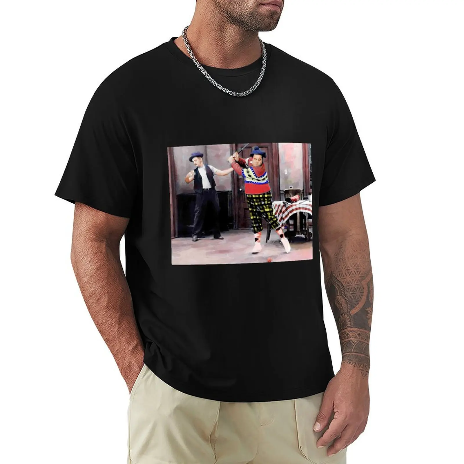 Honeymooners Jackie Gleason golf lessons oil painting T-Shirt cotton t shirts man 100% T-Shirt