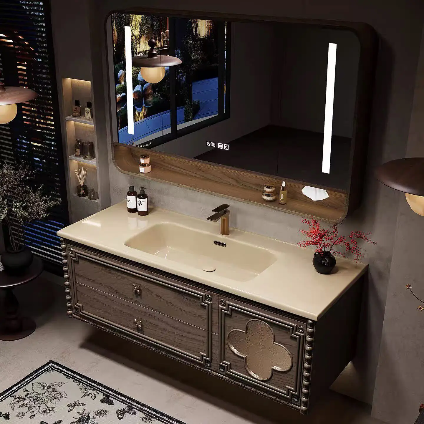 bathroom cabinet, ceramic integrated basin, hand washbasin combination, toilet washbasin and bathroom cabinet.