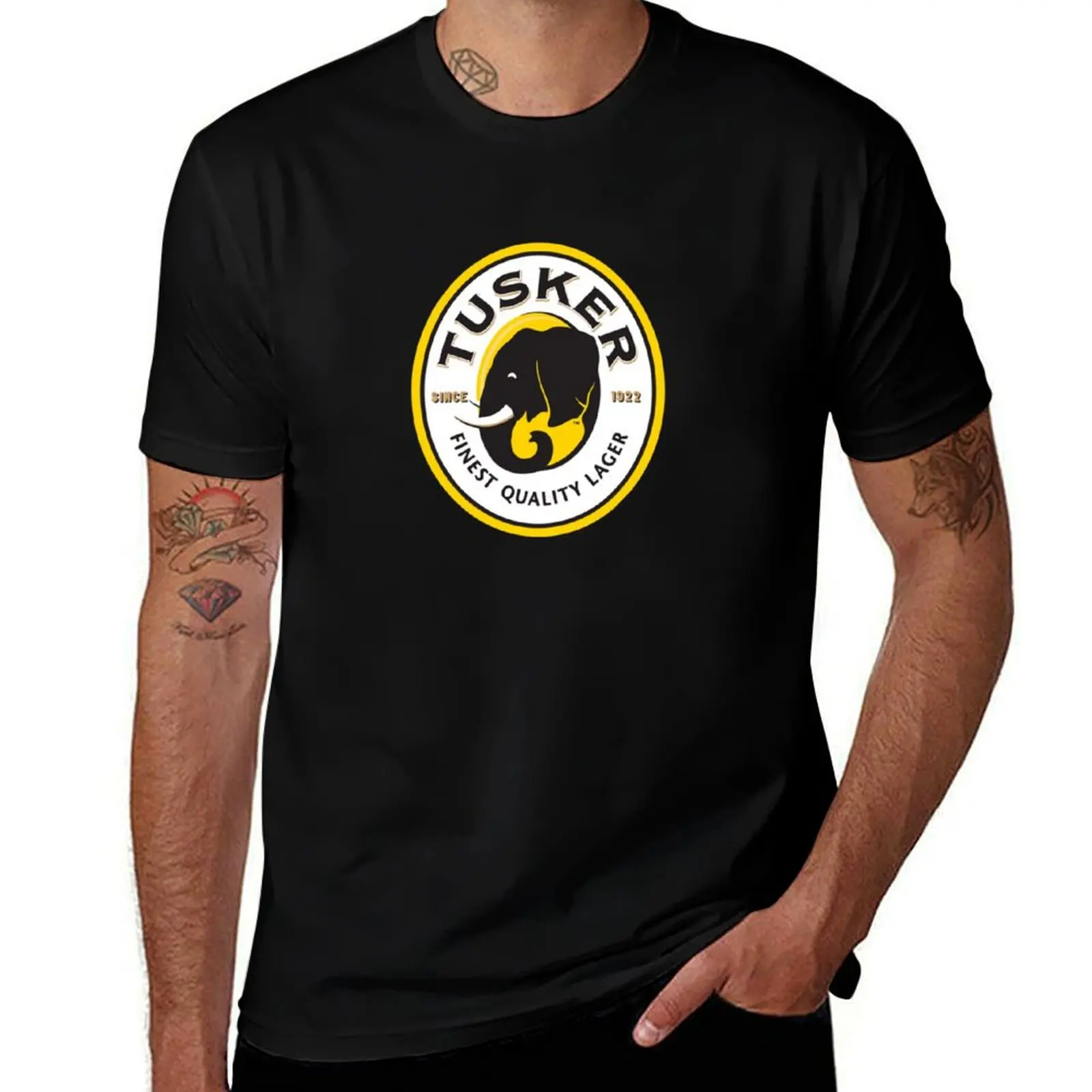 Tusker lager logo Merchandise T-Shirt Active Sports Short Sleeve Cotton Shirt