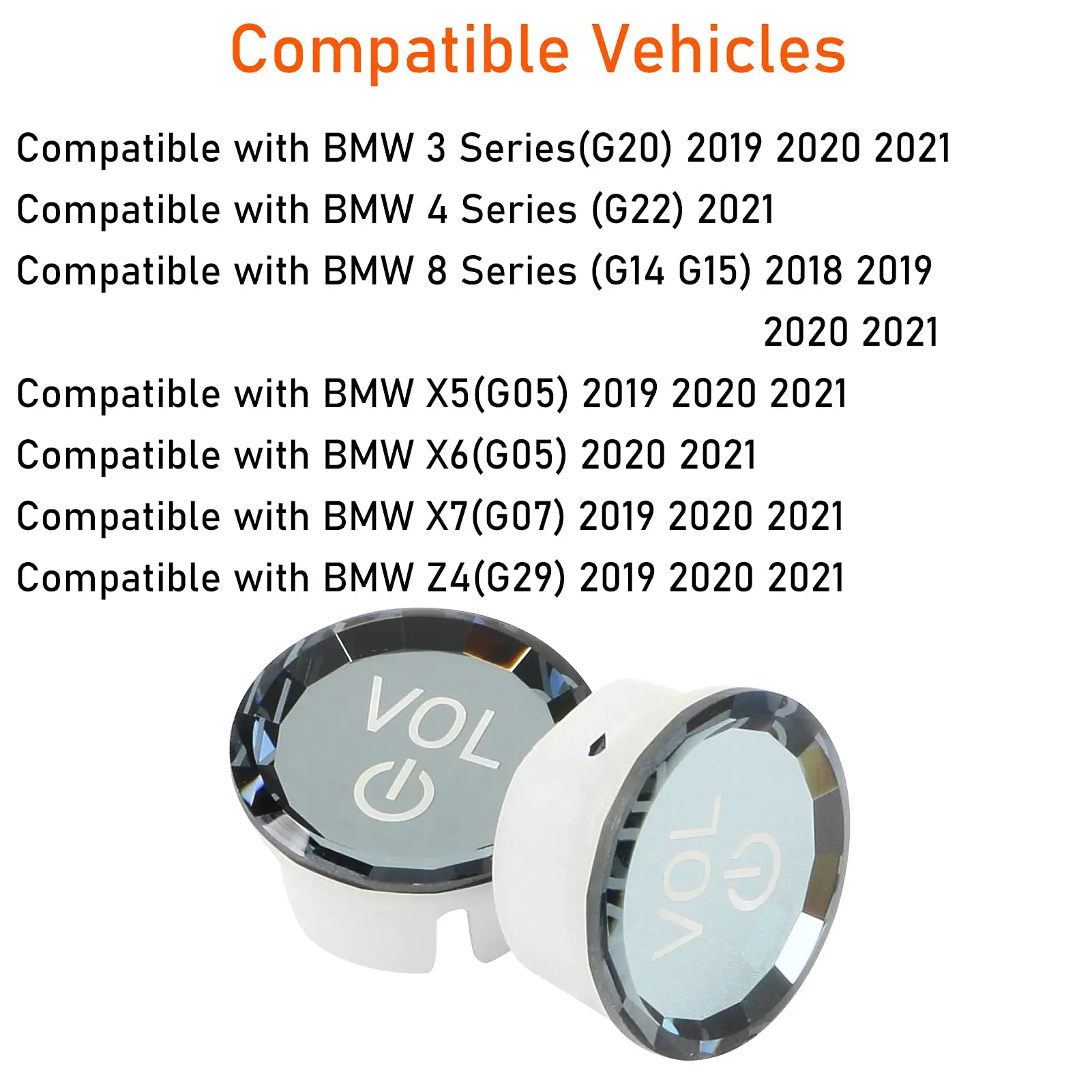 Car Crystal Volume Control Knob Button Replacement Trim ABS Cover Switch For BMW X5 X6 G05 G06 G14 G15 G16 G20 G28 X7 G07 Z4 G29 - view 4