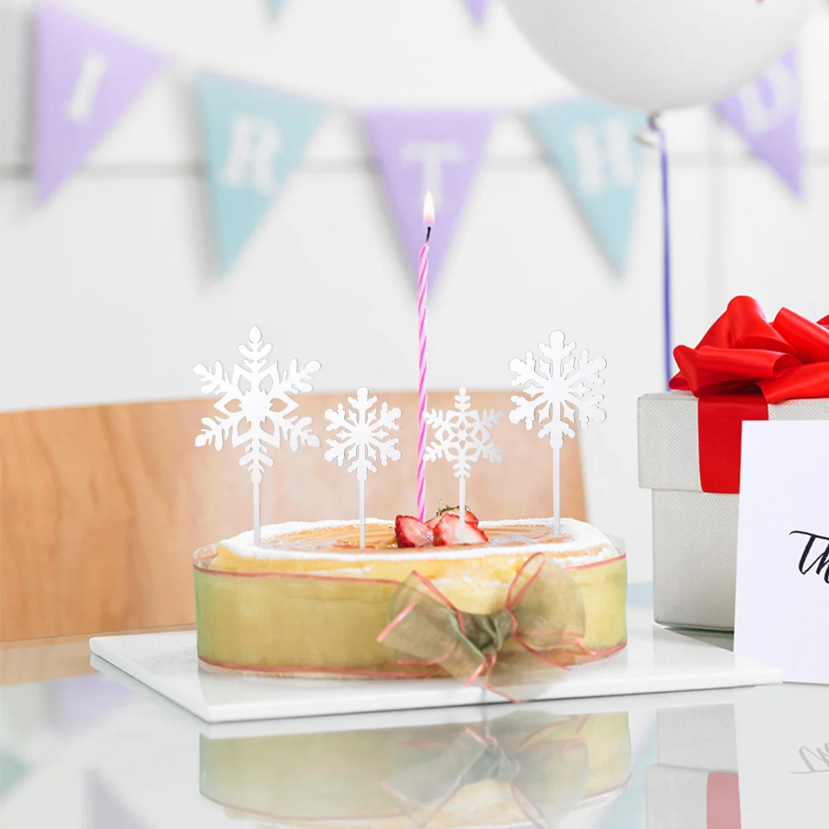 

8 Pcs Snowflake Cake Insert Food Decoration Supplies Fruit Cakes Picks Cupcake Toppers Acrylic