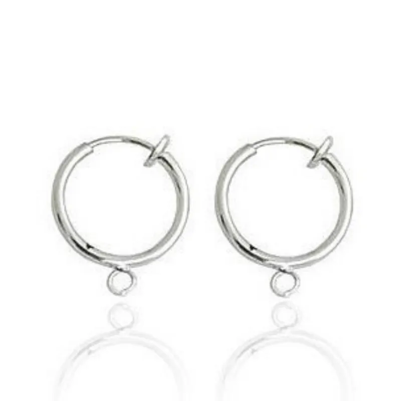 20PCS (or 10Pairs) Silver Golden Gunmetal Rainbow Non-piercing Clip on Spring Hoop Earrings 13mm