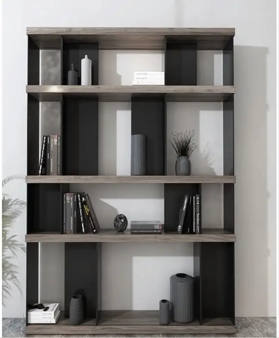 Bookshelf Study shelving Walnut wood board storage storage cabinets Multi-layer shelving landing