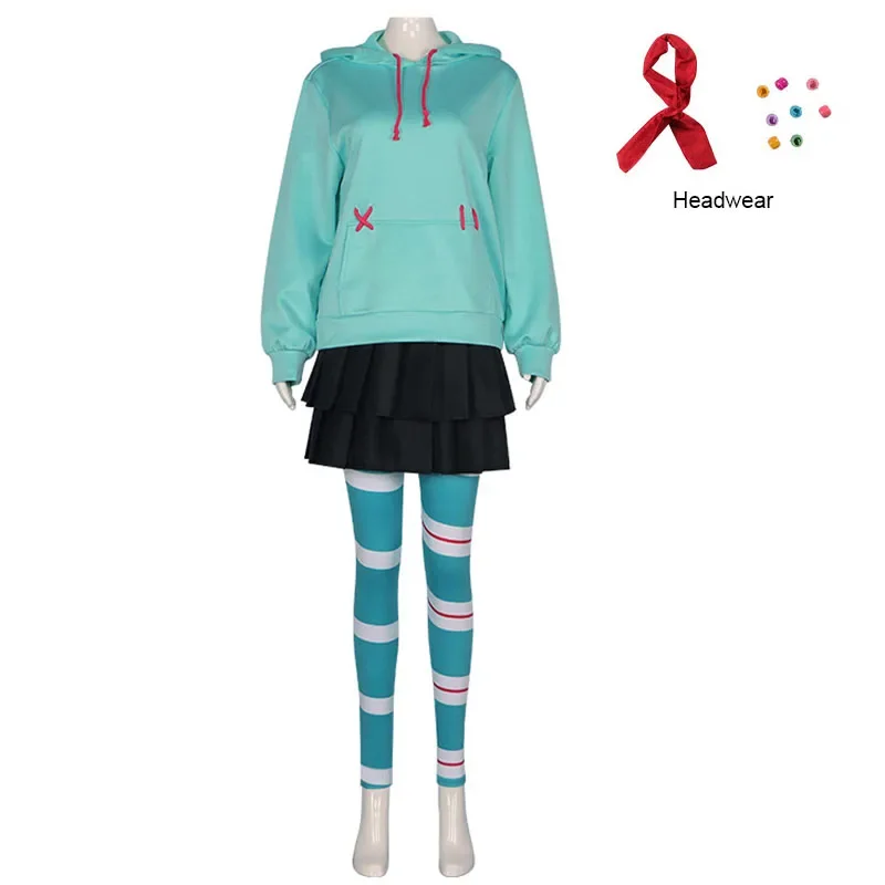 Anime Vanellope Von Schweetz Cosplay Costume Ralph Breaks The Internet Halloween Vanellope's Performance Clothing MS19094