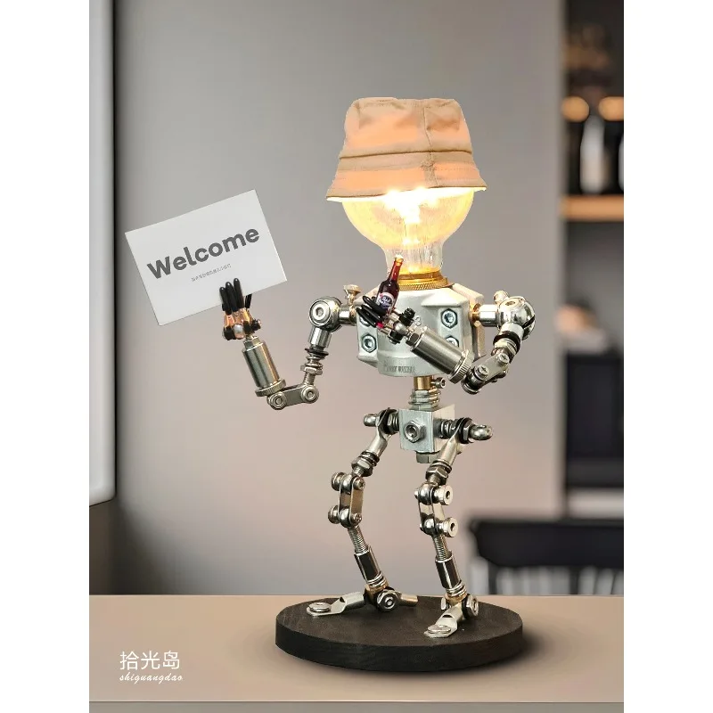 Robot decorative desk lamp boys gift birthday practical creative gift figure office desktop ornament retro
