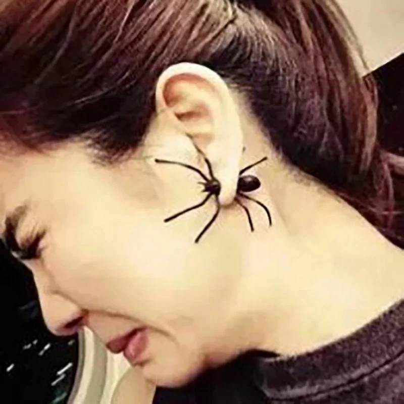 1-6pc Black Color Spider Stud Earrings for Women Unique Design Punk Personality Female Small Earrings Black Ear Jewelry