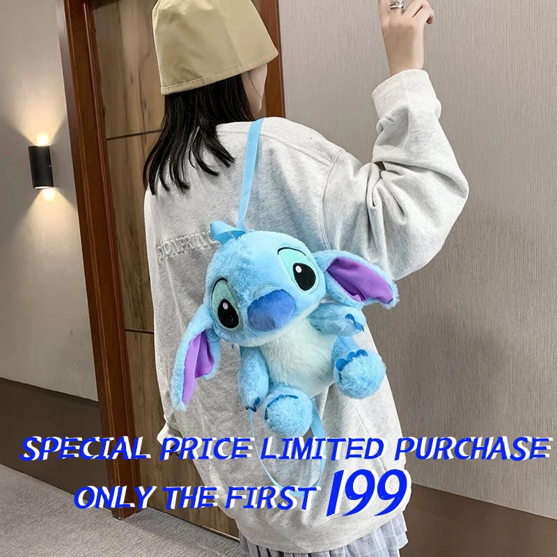 Hakiki Disney dikiş peluş sırt çantası sevimli Anime figürü dolması bebek Kawaii dikiş oyuncak çocuk sırt çantası anaokulu okul çantası