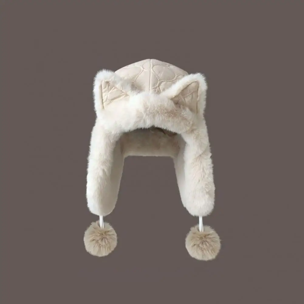 Soft Plush Winter Hat for Shopping Women’s Fleece Lined Trapper Hat with Fox Ears Warm Windproof Winter for Outdoor for Women